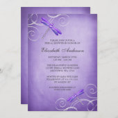Lila Libellen-Wirbels-Brautparty Einladung (Vorne/Hinten)