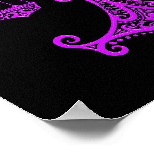 Lila Libra Zodiac auf schwarz Poster (Ecke)