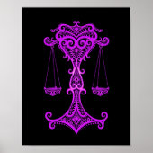 Lila Libra Zodiac auf schwarz Poster (Vorne)