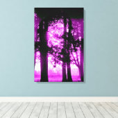 Lila Licht mit Silhouette Bäume Leinwand (Insitu (Holzboden))