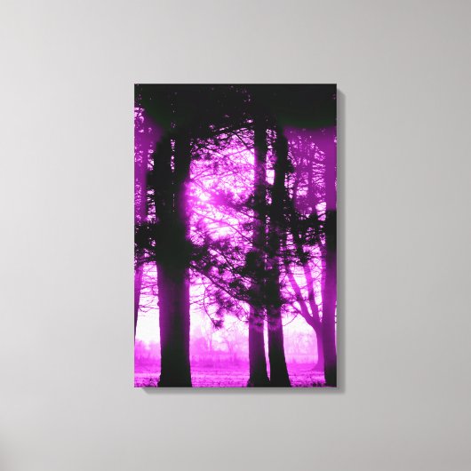 Lila Licht mit Silhouette Bäume Leinwand (Vorderseite)