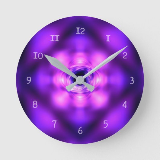 Lila Lichtatom Runde Wanduhr (Vorderseite)