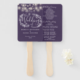 Lila Lichterkette Blumen Hochzeitsprogramm Fächer