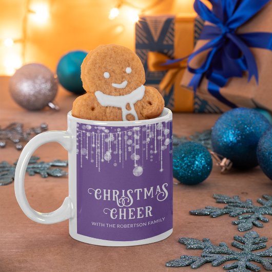 Lila Lichterkette Weihnachtsfeier Kaffeetasse