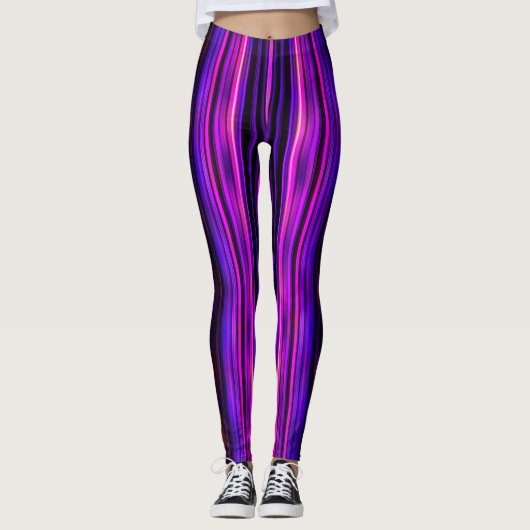 Lila Lichtstreumuster Leggings (Vorderseite)