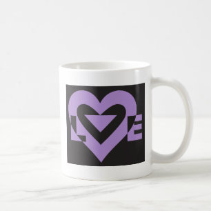 Lila Liebe auf Schwarz Kaffeetasse
