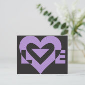 Lila Liebe auf Schwarz Postkarte (Stehend Vorderseite)