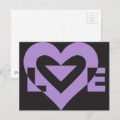 Lila Liebe auf Schwarz Postkarte (Vorne/Hinten)