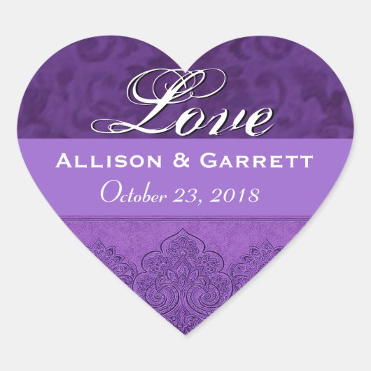 Lila Liebe Bräunungsdatum F200 Herz-Aufkleber (Vorderseite)