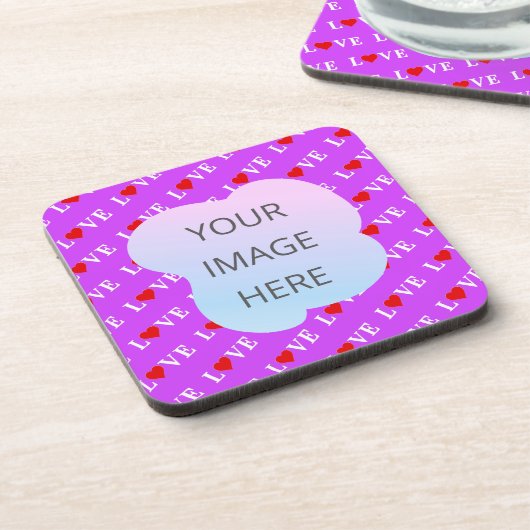Lila LIEBE Getränkeuntersetzer (Linke Seite)