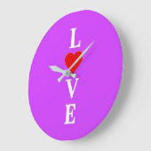 Lila LIEBE Große Wanduhr (Winkel)