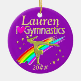 LILA LIEBE GYMNASTICS PERSONALISIERTE ORNATION KERAMIKORNAMENT