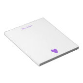Lila Liebe Herz Personalisiert Notepad Notizblock (angewinkelt)