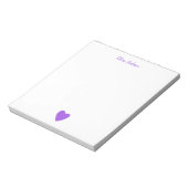 Lila Liebe Herz Personalisiert Notepad Notizblock (Rotiert)