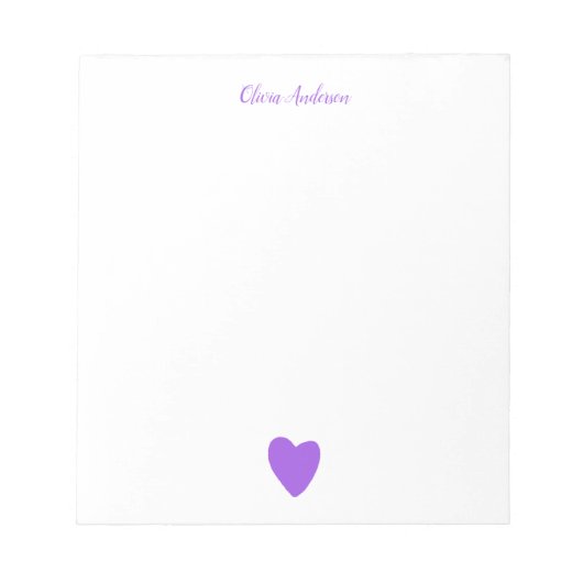 Lila Liebe Herz Personalisiert Notepad Notizblock (Vorderseite)