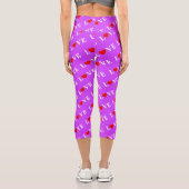 Lila LIEBE Herzdesign Modernes Chic Elegante Capri Leggings (Rückseite)