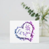 Lila Liebe Herzdesign Postkarte (Stehend Vorderseite)