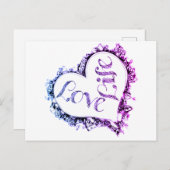 Lila Liebe Herzdesign Postkarte (Vorne/Hinten)