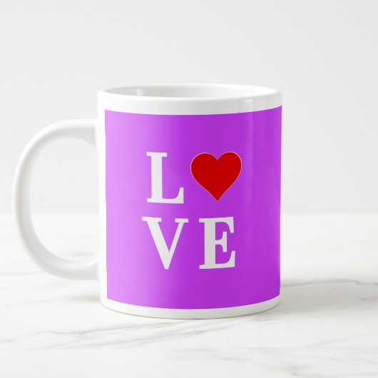 Lila LIEBE Herzlich willkommen Jumbo-Tasse (Links)