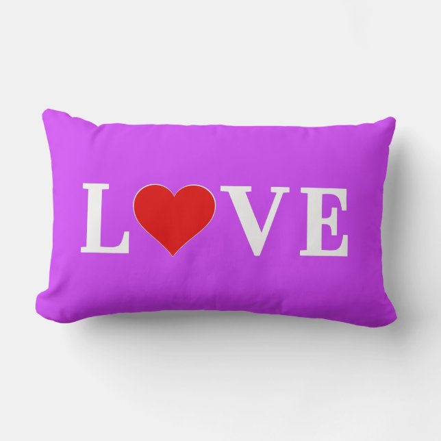 Lila LIEBE Herzlich willkommen Lendenkissen (Vorderseite)