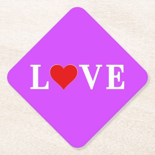 Lila LIEBE Herzlich willkommen Untersetzer (Vorderseite)