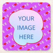 Lila LIEBE Herzlichkeit Rechteckiger Pappuntersetzer (Vorderseite)