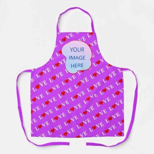 Lila LIEBE Herzlichkeit Schürze (Vorderseite)