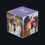 Lila Liebe ist Liebe Gold Confetti - Hochzeiten Fo Würfel<br><div class="desc">Foto-Würfel mit Platz für vier Ihrer Hochzeit Fotos,  mit Liebe ist Liebe auf einem lila Hintergrund mit Imitaten goldenen Konfetti geschrieben.</div>