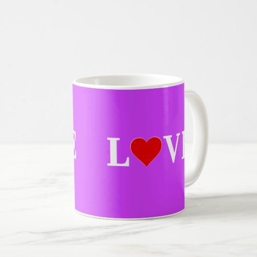 Lila LIEBE Kaffeetasse (VorderseiteRechts)