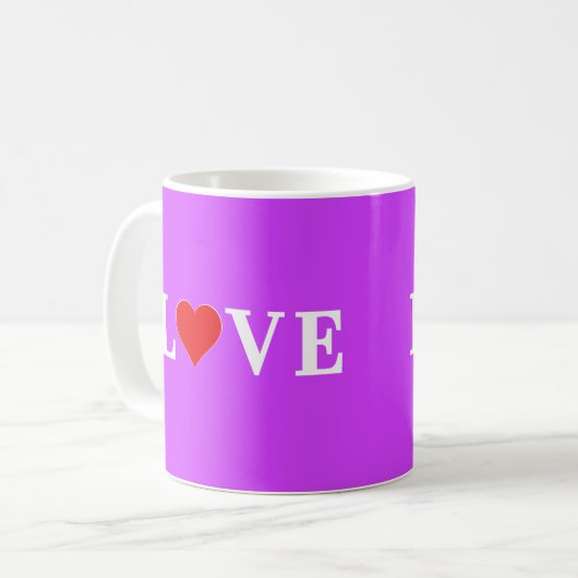 Lila LIEBE Kaffeetasse (Vorderseite Links)