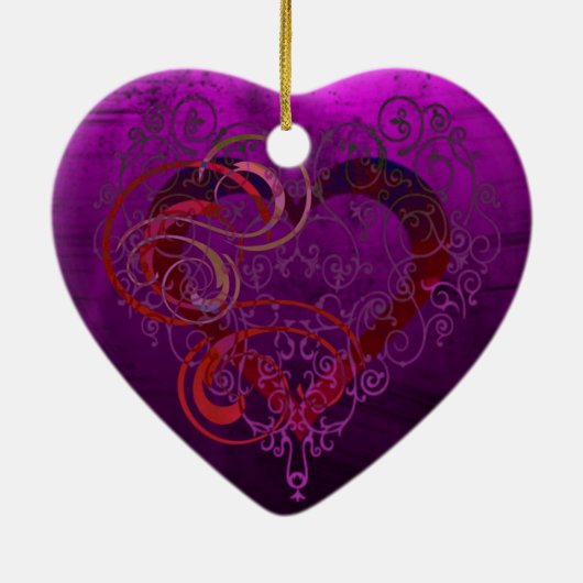 Lila Liebe Keramik Ornament (Hinten)