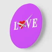 Lila LIEBE Moderner Chic Große Wanduhr (Winkel)