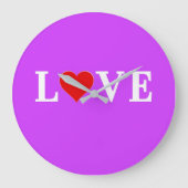 Lila LIEBE Moderner Chic Große Wanduhr (Vorderseite)