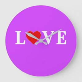 Lila LIEBE Moderner Chic Große Wanduhr