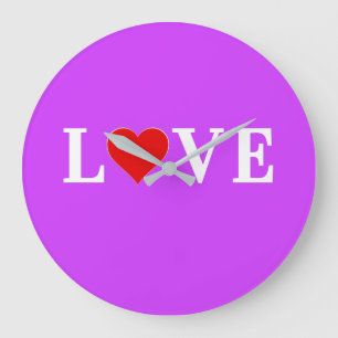 Lila LIEBE Moderner Chic Große Wanduhr