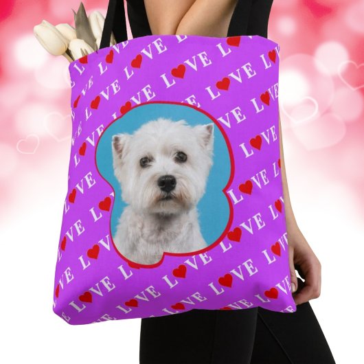 Lila LIEBE Modernes, elegantes Foto Tasche