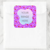 Lila LIEBE Quadratischer Aufkleber (Tasche)