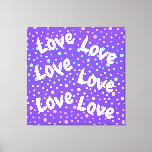 Lila Liebe und Regenbogenpunkte Leinwanddruck (Vorderseite)