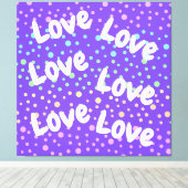 Lila Liebe und Regenbogenpunkte Leinwanddruck (Insitu (Holzboden))