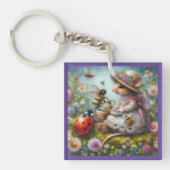 Lila Liebe Wohltätigkeit Bibel Verse Niedliche Mau Schlüsselanhänger (Vorderseite)