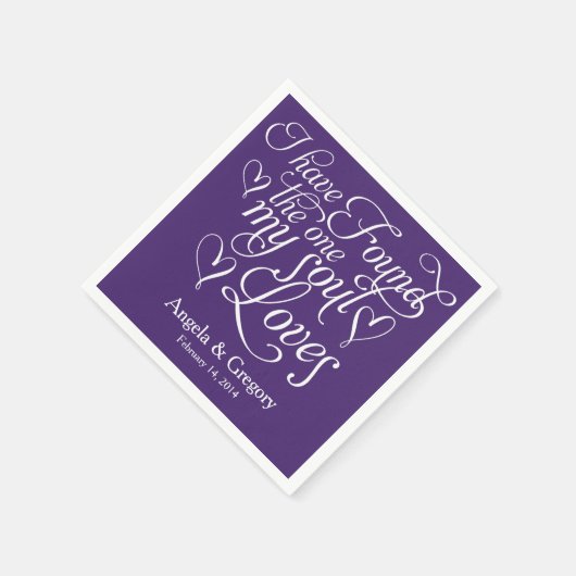Lila Lieben meines Souls Personalisierte Hochzeit Serviette (Ecke)