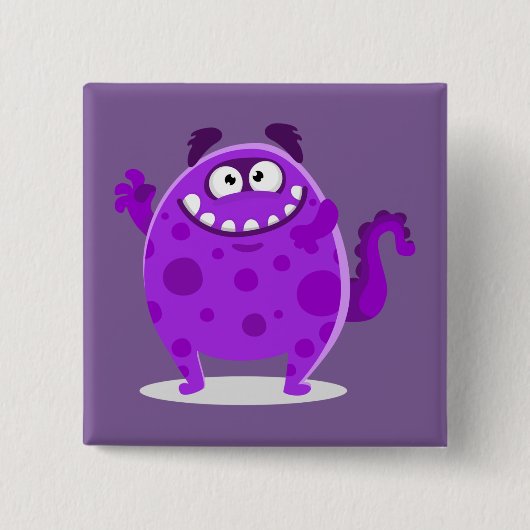 Lila liebenswertes Monster Button (Vorderseite)