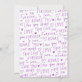 Lila-Liebes-Doodle-Herzen-Handschrift-Muster  Feiertagskarte