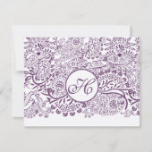 Lila Liebesgeburten Damask Monogram Weddings UAWG RSVP Karte (Vorderseite)