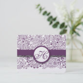 Lila Liebesgeburten Damask Monogram Weddings UAWG RSVP Karte (Stehend Vorderseite)