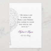 lila Liebesmenükarten mit Whimsy-Baum Menükarte (Rückseite)