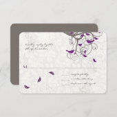 Lila Liebesvogel Rustikale Treppenhochzeit RSVP Karte (Vorne/Hinten)