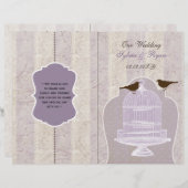 lila Liebhaber Bircage bi fold Wedding Programm (Vorne/Hinten)