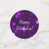 Lila Liebhaber Funkelnd Bokeh Lights Happy Geburts Konfetti (Klein Vorderseite)