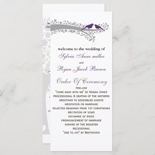 lila Liebhaber von Whimsy-Bäumen Hochzeitsprogramm Programm (Vorne/Hinten)